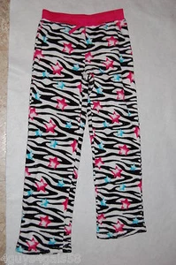 Girls Sleep Pants ZEBRA STRIPE Plush L 10-12 Flame Resist JELLIFISH KIDS Stars - Picture 1 of 1
