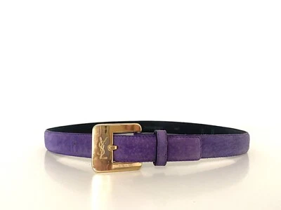 Ceinture cuir daim logo YVES SAINT LAURENT vintage - Photo 1/4
