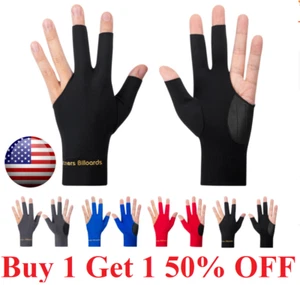 Three Fingers Billiard Gloves Snooker Cue Professional 4 Colors (Spandex) - Picture 1 of 6
