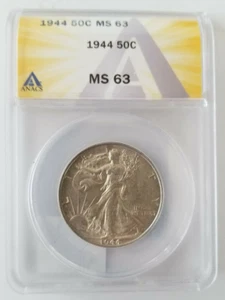 1944 P Walking Liberty Half Dollar 50¢ Philadelphia MinUS Mint Coin ANACS MS63 - Picture 1 of 4