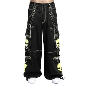 Gothic Bondage Trip Black Big Skull Men Pant Alternative Punk Rock Trouser Pants - Picture 1 of 12