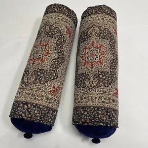 Bolster Mediterranean pillows Set Of Two Down Duck Feathers Insert - Picture 1 of 16