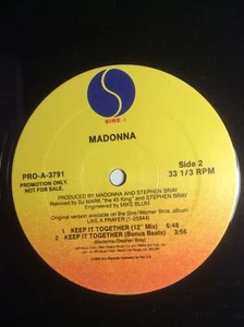 Madonna PROMO 12" Mix Vinyl Keep It Together 1989 Warner LP Like A Prayer - Picture 1 of 2