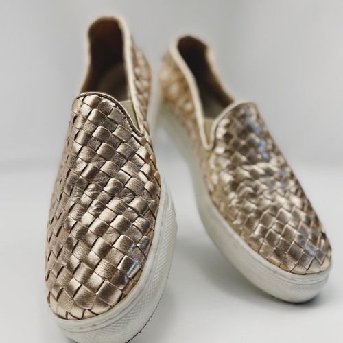 VANS Mocassini slip on scarpe donna basse senza etichetta tessuto dorato EU38