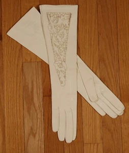 Sexy White Italian Kidskin Leather Opera Gloves Bridal Wedding NWOT - Picture 1 of 7