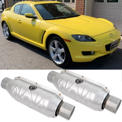 Par de convertidores catalíticos de entrada/salida de 2,5" con puerto de O2 acero inoxidable EPA para MAZDA RX-8 Foto 1 de 4