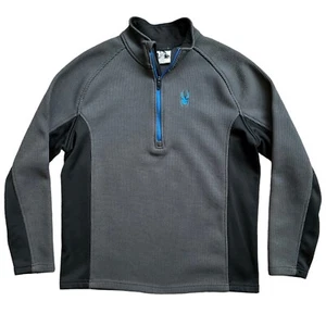 Spyder Pullover Knit Sweater Mens Sz XL Gray Black Fleece Lined 1/4 1/2 Zip - Picture 1 of 10