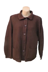 CARDIGAN in VINTAGE ~ 5TH AVENUE ~ Brown/Textured/Pockets * Size 16 * - Picture 1 of 2