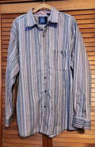 Brooklyn Xpress Shirt Men XL Blue Button Down Striped Collared Multicolor  - Picture 1 of 6