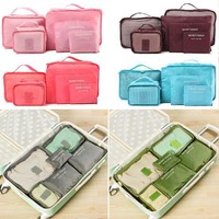 6PCS Waterproof Travel Storage Bags Clothes Packing Cube Luggage Organizer Pouch
