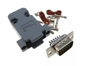 Connettore D-Sub maschio DB15 con due pezzi cappe backshell 3 file - Foto 1 di 1