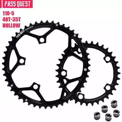 110BCD 5-Bolt Double Chainring AERO 2x Chainring Road Gravel Bike for 9-11 Speed - Image 1 of 4