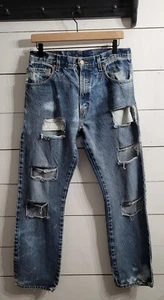 Vintage Levis 517 Bootcut Distressed Jeans Men's 32/32 Faded Blue Y2K Frayed - Picture 1 of 11