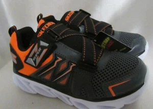 LITTLE BOY`S SKECHERS S LIGHTS ATHLETIC SNEAKERS SIZE 3Y NEW ORANGE/CHARCOAL - Picture 1 of 10