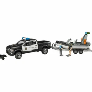 Bruder RAM 2500 police pickup with trailer and boat model vehicle toy - Picture 1 of 1