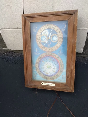 RARE Vtg Astrology Clock Fairfield Mechtronic Zodiac Calendar Moon Dial WORKS Cover