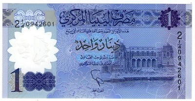 **   LIBYE     1  dinar   2019   P-85a  (Polymer)    UNC   ** - Photo 1/2