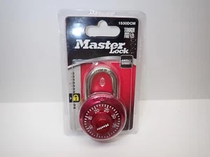 Master Lock Combination Locker Padlock Anti Shim Red Chrome 1530DCM - Picture 1 of 2