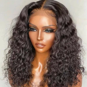 Long Afro Kinky Curly Lace Front Wig Black Synthetic Hair Wigs Heat Resistant US - Picture 1 of 8