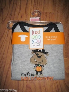 CARTER'S MY 1ST HALLOWEEN GRAY PIRATE LONG SLEEVE BODYSUIT~NB~3M~6M~NWT - Picture 1 of 4