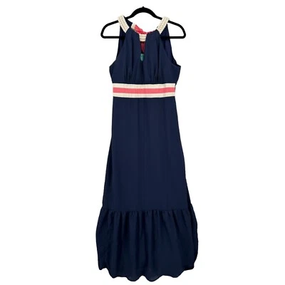 Judith March Maxi Dress Womens Size Large Rope Neck Tie Band Ruffle Boho - Image 1 of 4