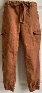 Pantalones cargo TINSEL, tobillo elástico, cintura con cordón, algodón/elastano, bolsillos ~ XS - Imagen 1 de 5