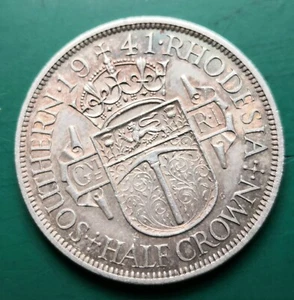 1941 Southern Rhodesia silver half crown George VI #1213 - Picture 1 of 2