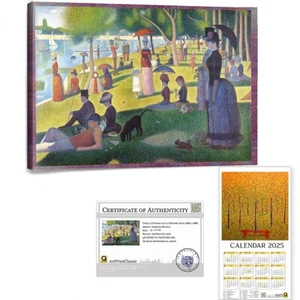 Georges Seurat A Sunday 30x20 in 3D EffectsTexture Gel Handmade Ready to hang - Picture 1 of 17