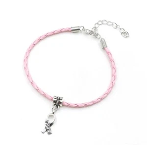 Women's Pink Bracelet Breast Cancer Awareness Support Benefits Charity TK6-4 - Picture 1 of 12