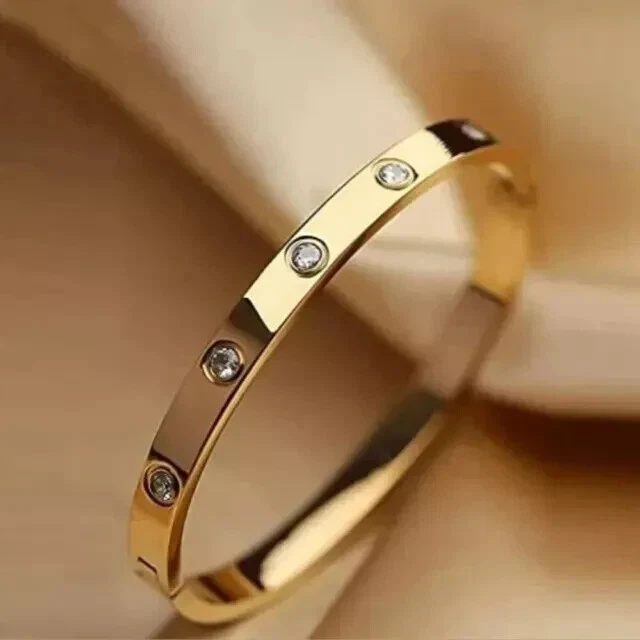 2.00 CT Round Cut Diamond Lab-Created Women Bangle Bracelet 14K Yellow Gold Over - Image 1 of 1