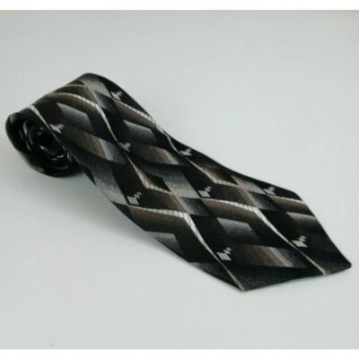 Pierre Cardin Black Tie With Brown & Silver Beautiful Designs - Image 1 of 4
