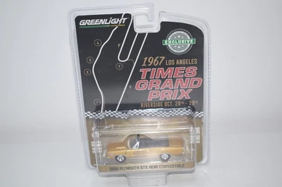 B87 1:64 GREENLIGHT PLYMOUTH GTX HEMI CONVERTIBILE 1968 1967 TIMES GRAND PRIX... - Immagine 1 di 4