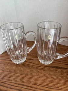 Coppia Tazze Grandi Mikasa Park Lane Crystal 7” Beer Steins - Pesanti! - Foto 1 di 6