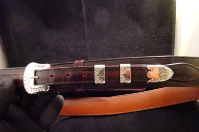 Пояс рейнджера Lucchese с серебряной пряжкой Vogt — размер 38 - Изображение 1 из 4