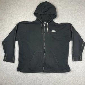 Nike Zip Hoodie Men’s M Black Full Zip Rasta Stitch Retro Streetwear - Picture 1 of 13