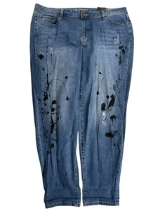 Lane Bryant Jeans Damen Übergröße 20 Boyfriend niedriger Bund Farbspritzer Neu mit Etikett B23 - Bild 1 von 8