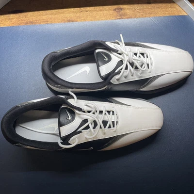 Nike Golf Shoes White Black Mens 9 Heritage Soft Cleats Leather - Image 1 of 4