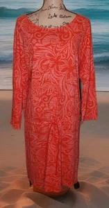 NWOT Margaritaville - Pink Tropical Paisley Cotton Blend Dress - Women's Large - Picture 1 of 3