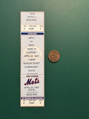 BARRY LARKIN 1997 Reds Mets FULL ticket stub DEION SANDERS OLERUD - Image 1 of 2