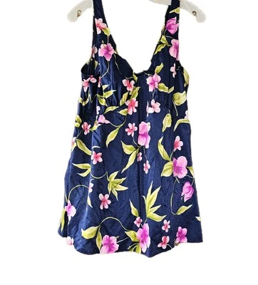 Traje de baño Maxine of Hollywood de colección con falda de una pieza 20W retro Hawain con abertura floral Foto 1 de 4
