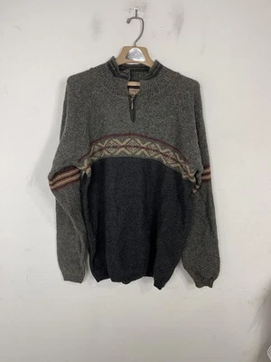 Suéter Woolrich De Colección Para Hombre Gris Medio Azteca Rústico Lana Exterior EE. UU. 90s Foto 1 de 4