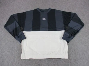 Adidas Pullover Sweater Mens Small Blue White Striped Trefoil Logo Mesh Pocket - Picture 1 of 10