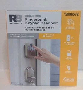 New Reliabilt Fingerprint Deadbolt Door Lock BackLit Keypad in Satin Nickel - Picture 1 of 3