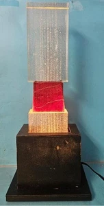 AWESOME VINTAGE DESIGNER LAMP BUBBLE GLASS 14.25" SOLID CLEAR/BURGUNDY 21" TALL - Picture 1 of 24