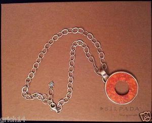SILPADA SPONGE CORAL THE "O" PENDANT ON STERLING SILVER NECKLACE N1564 RETIRED - Picture 1 of 3