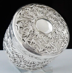 Chinese Export Silver Circular Box, Hung Chong, Canton & Shanghai c.1920 - Picture 1 of 12