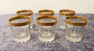 Set 6 bicchieri da whisky "Ritz" cristallo molato a mano bordo oro bicchieri da whisky - Foto 1 di 7