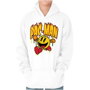 Retro PACMAN Arcade Game Fire Drip Graffiti Youth Hooded Sweatshirt Boy or Girl - Picture 1 of 7