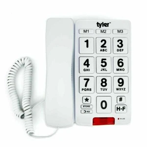 Tyler TBBP-3-WH: Big Button Corded Phone with Speakerphone for Seniors - White - Zdjęcie 1 z 1