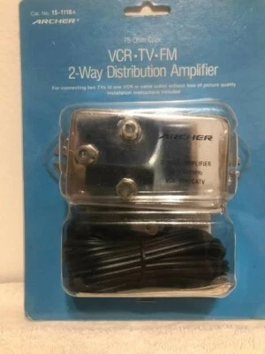 Archer Radio Shack 15-1116 2 Way Amplifier Coax VCR VHF CATV New - Image 1 of 2